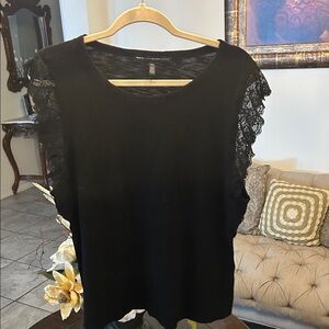 White House Black Market Black Lace Sleeve Blouse